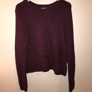 Wine Cable Knit Sweater